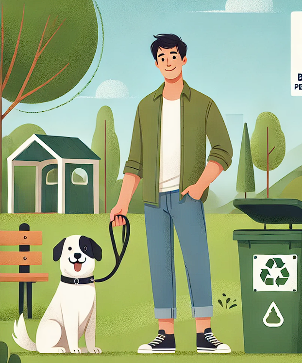 Happy dog in a clean yard